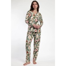 Admas Cretona Kadın Pijama Takımı Taş Rengi