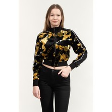 Versace Jeans Couture Kadın Fermuarlı Sweatshirt Siyah