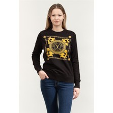 Versace Jeans Couture Kadın Bisiklet Yaka Sweatshirt Siyah
