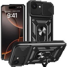 Apple iPhone 16E Kılıf Pars Lens Yüzüklü Silikon - Siyah