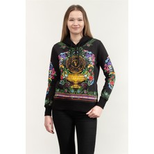 Versace Jeans Couture Kadın Kapüşonlu Sweatshirt Siyah