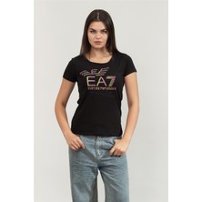 Ea7 Kadın Bisiklet Yaka T-Shirt Siyah