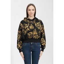 Versace Jeans Couture Kadın Kapüşonlu Sweatshirt Siyah