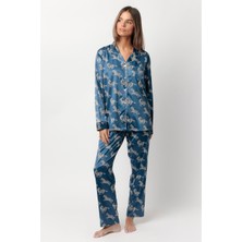 Admas Jungle Fever Kadın Pijama Takımı Mavi