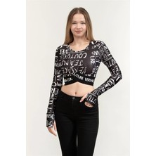 Versace Jeans Couture Kadın Bisiklet Yaka T-Shirt Siyah