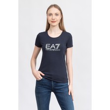 Ea7 Kadın Bisiklet Yaka T-Shirt Lacivert
