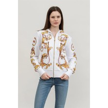 Versace Jeans Couture Kadın Fermuarlı Sweatshirt Beyaz