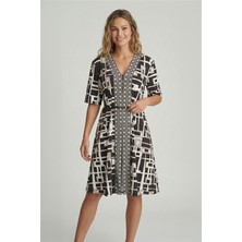 Charmlıne Charmline V-Charmline Graphic Frame Kadın Kaftan Siyah