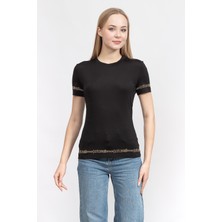 Just Cavallı Just Cavalli Kadın Bisiklet Yaka T-Shirt Siyah
