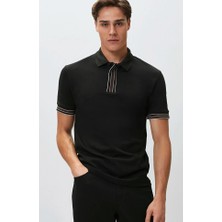 Network Siyah Gizli Patlı Polo Yaka Garnili T-Shirt