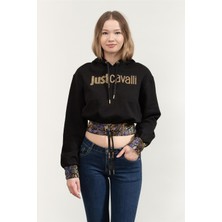 Just Cavallı Just Cavalli Kadın Kapüşonlu Sweatshirt Siyah