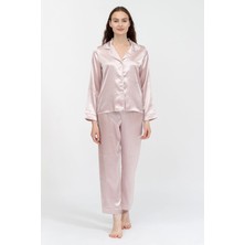 Rosaleen Kadın Luna Düz Biyeli Pijama Takımı Pudra