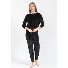 Rosaleen Kadife Kadın Pijama Takımı Siyah