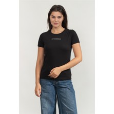 Ea7 Kadın Bisiklet Yaka T-Shirt Siyah