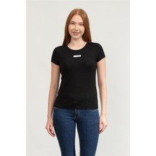Ea7 Kadın Bisiklet Yaka T-Shirt Siyah