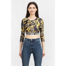 Versace Jeans Couture Kadın Bisiklet Yaka T-Shirt Siyah