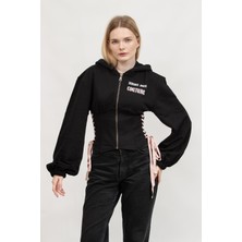 Versace Jeans Couture Kadın Kapüşonlu Sweatshirt Siyah