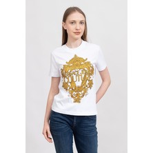 Versace Jeans Couture Kadın Bisiklet Yaka T-Shirt Beyaz