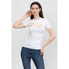 Versace Jeans Couture Kadın Bisiklet Yaka T-Shirt Beyaz