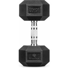 Kings Box Hex Kauçuk Dambıl – 15 kg, Tekli, Tırtıklı Krom Sap