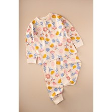 Cigit Desenli Pijama Takımı 2-8 Yaş Ekru Çiçek Desen