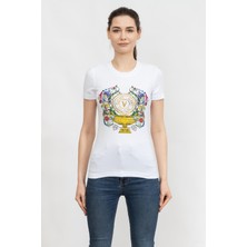 Versace Jeans Couture Kadın Bisiklet Yaka T-Shirt Beyaz