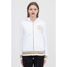 Versace Jeans Couture Kadın Fermuarlı Sweatshirt Beyaz
