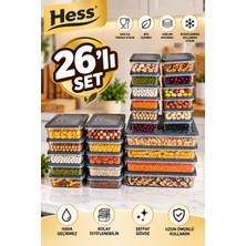 Hess Mikrodalga ve Difriz Uyumlu 26 Adet Saklama Kabı Seti 2400MLX4+1200MLX10+600MLX12