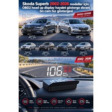 Bowie Skoda Superb 2002-2026 modeller için OBD2 head up display hayalet gösterge ekranı ön cam hız göstergesi