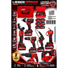 Lieber German 21 Volt 6x Akülü Taşlama Kırıcı Vidalama Makas Testere Dekupaj Kırıcı Delici Makina Seti