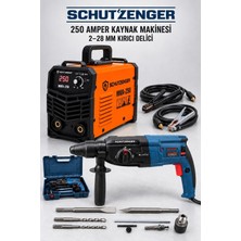 SCHUTZENGER 250A Invertör Kaynak Makinesi 2.5 Çubuk Eritir  Kırıcı Delici 3 Fonksiyon Hilti Matkap Turuncu 602