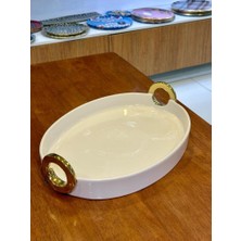 Acar Archer Altın Kulplu Sunum Tabak/tepsi 37CM