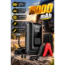 Kılıforyum 18000 Mah Akü Takviye Cihazı ve 150 Psı Hava Kompresörü – Dijital Ekran, Powerbank, LED Fener, Çok Fonksiyonlu Acil Durum Cihazı