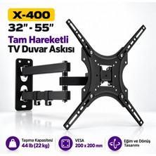 Shopytech Hareketli 32"-55" Tv Monitör Duvar Askı Aparatı 2 Kollu Tam Hareketli Max Vesa 400X400 22 kg Taşıma Kapasiteli