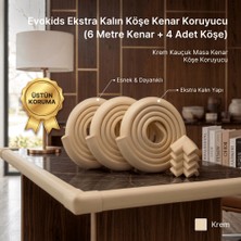 Evokids Ekstra Kalın Köşe Koruyucu (6 Metre Kenar + 4 Adet Köşe) Krem Kauçuk Kenar Koruyucu