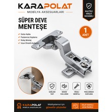 Karapolat Düz Menteşe 35 mm Mobilya Dolap Kapak Menteşesi Paslanmaz Çelik Vidalı