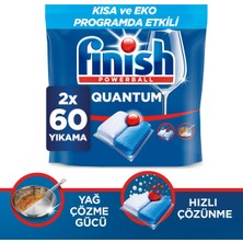 Finish Quantum 120 Yıkama Kapasiteli Bulaşık Makinesi Deterjanı 60 Tablet Hızlı Çözünme Özelliği