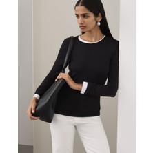 Marks & Spencer Bisiklet Yaka Uzun Kollu Jersey Bluz