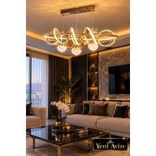 Yemek Masası 3 Toplu Gold LED Avize