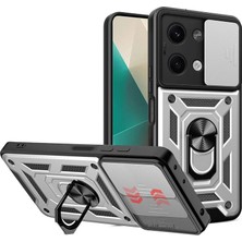 Sovrent Xiaomi Poco X6 Kılıf Pars Lens Yüzüklü Silikon - Gümüş