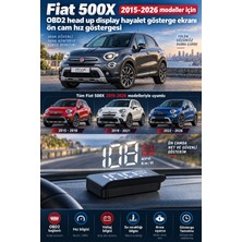 Bowie Fiat 500X 2015-2026 modeller için OBD2 head up display hayalet gösterge ekranı ön cam hız göstergesi