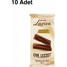 Ülker 10 Adet Laviva Tablet Çikolata - Sütlü ve Bitter Çikolatalı, Bisküvili, Kremalı Tablet - 100 Gram