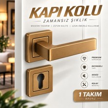 Nzb (1 Takım) Bronz Rozetli Yale Kapı Kolu Şık Dayanıklı Metal Kapı Kol