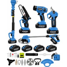 Eisenn German Brushless Motor BLUE 4 Adet Super Akülü Bağ Makası + Dal Budama + Teleskopik Uzatma