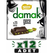 Nestle Nestlé Damak Gece Antep Fıstıklı %55 Bitter Çikolata (60 G) X12 Adet