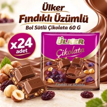 Ülker Fındıklı ve Üzümlü Kare Çikolata (60 G) X24 Adet