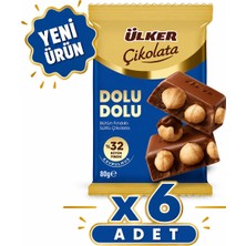 Ülker Dolu Dolu Bütün Fındıklı Sütlü Çikolata (80 G) X6 Adet