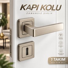 Nzb Rozetli Oda Kapı Kolu (1 Takım) Kum Beji Montaj Vidaları Dahil Oda Tipi Kol