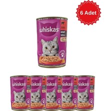 Whiskas Sığır Etli Konserve Kedi Maması 400 gr x 6 Adet - Gerçek Et Lezzeti, Büyük Boy Ziyafet