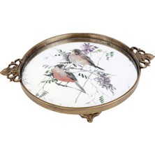 Vitale Lyon Aynalı Kuslu Oval Tepsi 39X31X5CM